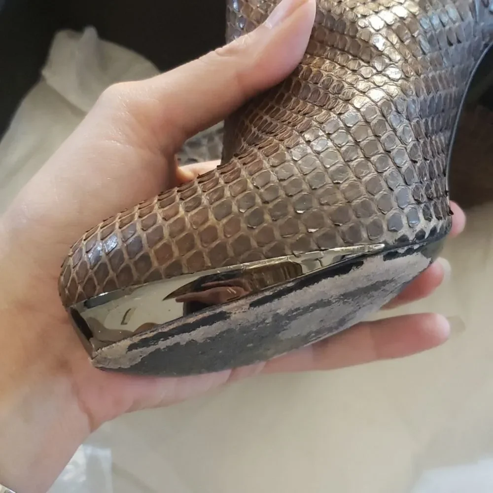 Brown Devi Kroell Snakeskin Booties - Picture 11 of 12